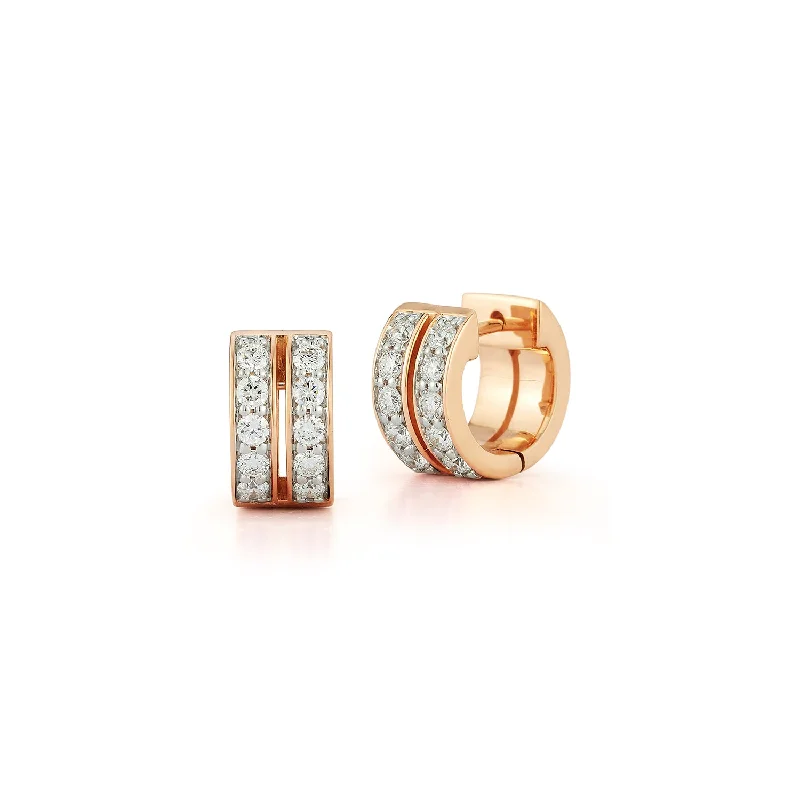 Elegant Jewelry Styles At Budget-Friendly Prices WF CLASSIC 18K AND DIAMOND DOUBLE ROW HUGGIES