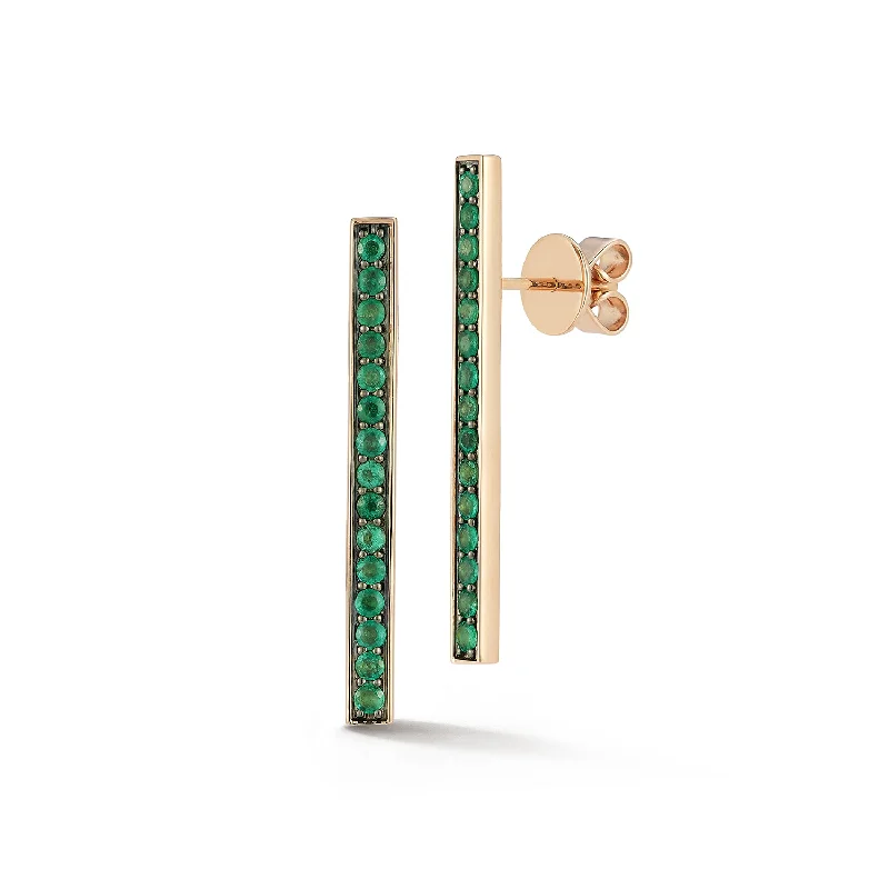 Grab Your Favorite Jewelry At The Lowest Prices WF CLASSIC 18K AND GREEN EMERALD BAR EARRINGS