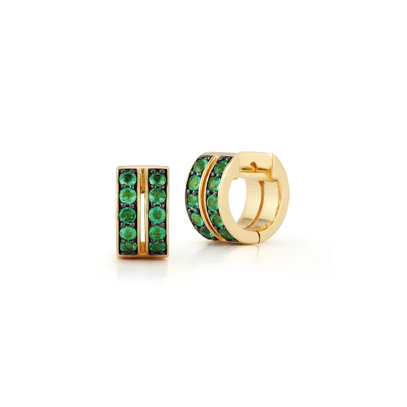 Luxury Meets Affordability – Jewelry Sale Now Live WF CLASSIC 18K AND GREEN EMERALD DOUBLE ROW HUGGIES