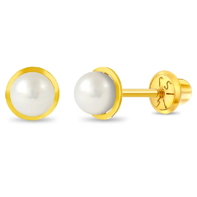 Get Ready To Sparkle – Special Jewelry Discounts 14k Gold Formal Freshwater Pearl 6mm Kids / Children's / Girls Earrings Safety Screw Back Get Ready To Sparkle – Special Jewelry Discounts 14k Gold Formal Freshwater Pearl 6mm Kids / Children's / Girls Earrings Safety Screw Back