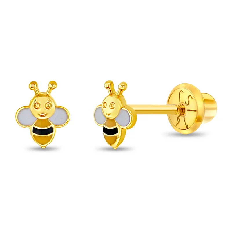 Your Dream Jewelry At Dream Prices – Shop Now 14k Gold Honey Bee Baby / Toddler / Kids Earrings Safety Screw Back Enamel Your Dream Jewelry At Dream Prices – Shop Now 14k Gold Honey Bee Baby / Toddler / Kids Earrings Safety Screw Back Enamel