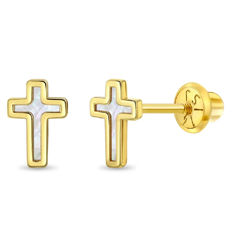 Sparkle For Less – Shop Our Limited-Time Jewelry Deals 14k Gold Mother of Pearl Cross Kids / Children's / Girls Earrings Safety Screw Back Sparkle For Less – Shop Our Limited-Time Jewelry Deals 14k Gold Mother of Pearl Cross Kids / Children's / Girls Earrings Safety Screw Back