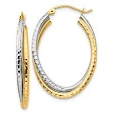 Flash Deals On Fine Jewelry – Shop Before It's Gone 14K TT Gold Dia Cut Hoop Earrings 2.6grms Flash Deals On Fine Jewelry – Shop Before It's Gone 14K TT Gold Dia Cut Hoop Earrings 2.6grms