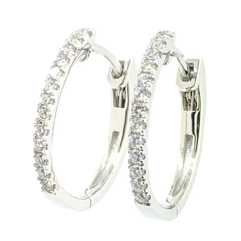 Shop Jewelry That Shines Without The High Price 14K W Gold 0.20ctw G-H/SI1 Small Diamond Hoops Shop Jewelry That Shines Without The High Price 14K W Gold 0.20ctw G-H/SI1 Small Diamond Hoops
