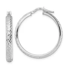 Jewelry Sale – Exclusive Styles At Lower Prices 14K W Gold Dia Cut Hoop Earrings 3.0grms Jewelry Sale – Exclusive Styles At Lower Prices 14K W Gold Dia Cut Hoop Earrings 3.0grms