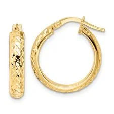 Seasonal Jewelry Deals – Elevate Your Style 14K Y Gold 18mm Dia Cut Hoop Earrings