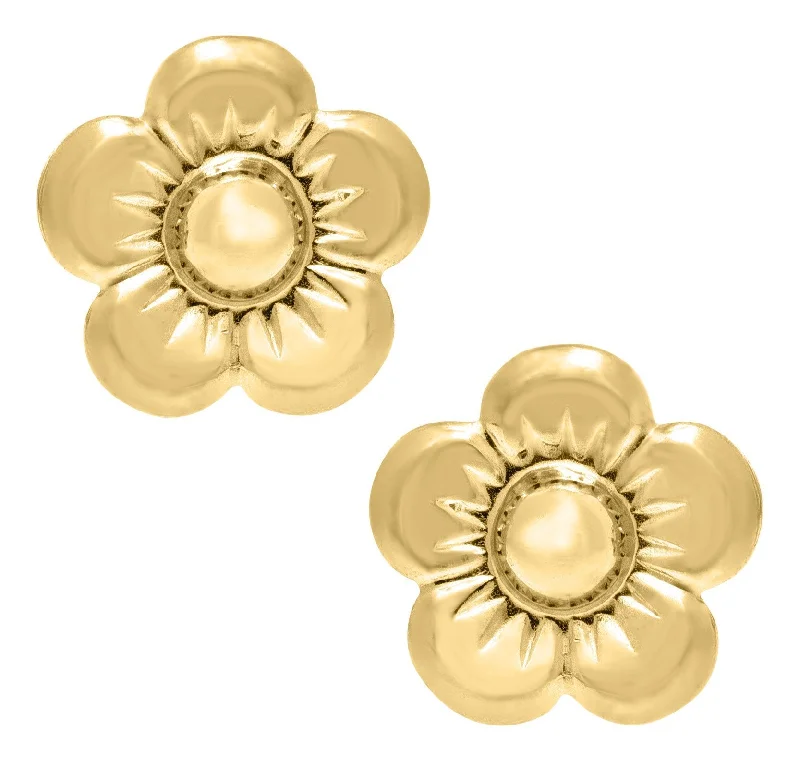 Timeless Elegance, Temporary Discounts – Act Fast 14K Y Gold Flower Baby Studs