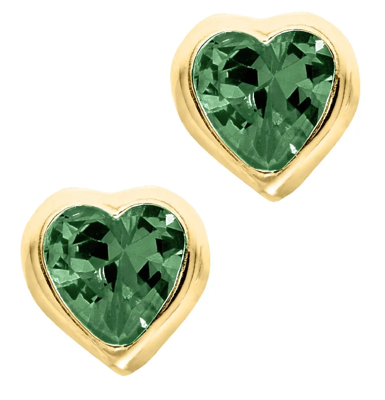 Luxury Jewelry Now At Special Promotional Rates 14K Y Gold Green Cubic Zirconia Heart Baby Studs-May