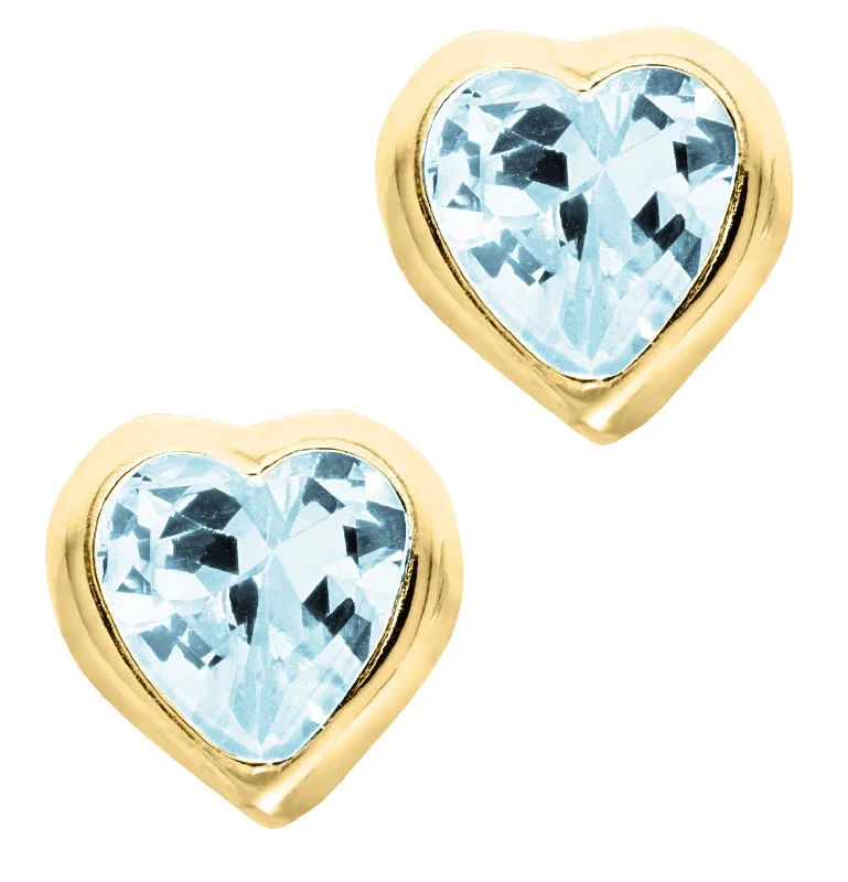 Eco-Friendly Sustainable Jewelry For Conscious Buyers 14K Y Gold Heart Baby Studs - December CZ Eco-Friendly Sustainable Jewelry For Conscious Buyers 14K Y Gold Heart Baby Studs - December CZ
