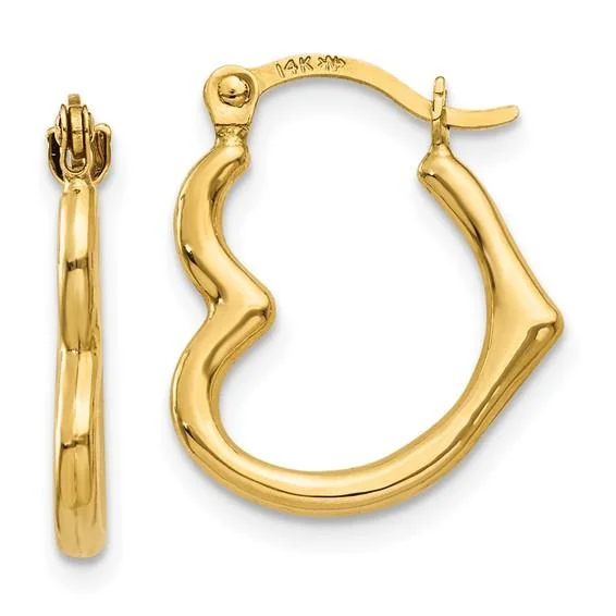 Delicate Crystal Jewelry For Sophisticated Charm 14K Y Gold Heart Shaped Hollow Hoop Earrings Delicate Crystal Jewelry For Sophisticated Charm 14K Y Gold Heart Shaped Hollow Hoop Earrings