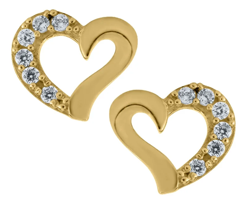 Waterproof Stainless Steel Jewelry For Lasting Beauty 14k Y Gold Open Heart with CZ Children's Studs Waterproof Stainless Steel Jewelry For Lasting Beauty 14k Y Gold Open Heart with CZ Children's Studs