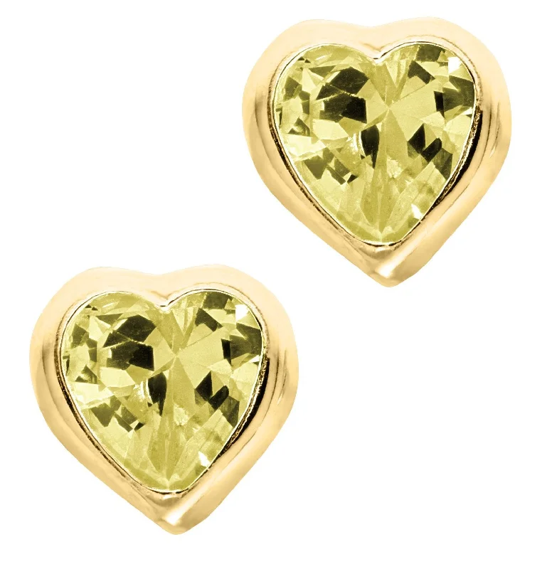 Dainty Floral Jewelry For Feminine Elegance 14K Y Gold Yellow Cubic Zirconia Heart Baby Studs-November Dainty Floral Jewelry For Feminine Elegance 14K Y Gold Yellow Cubic Zirconia Heart Baby Studs-November
