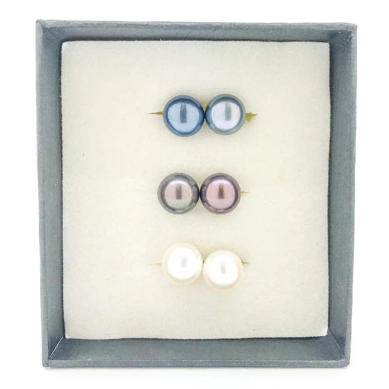 Special Jewelry Deals – Upgrade Your Collection 3 Pairs Sterling Silver Black/Blue/White Freshwater Pearl Studs Special Jewelry Deals – Upgrade Your Collection 3 Pairs Sterling Silver Black/Blue/White Freshwater Pearl Studs