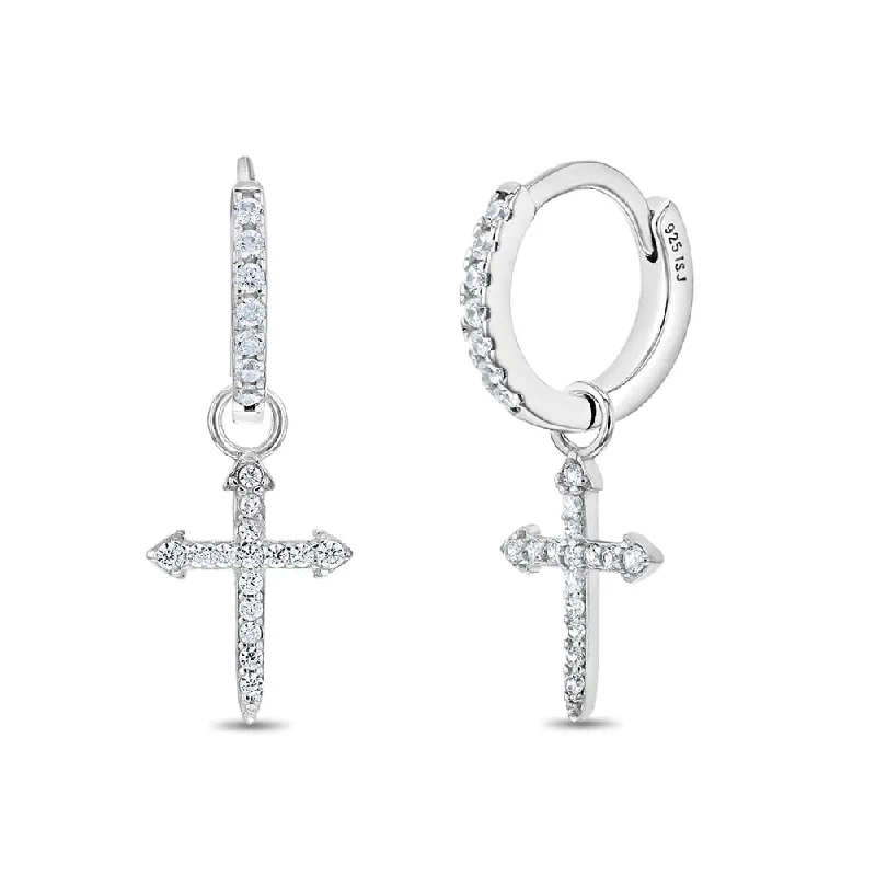 Holiday Jewelry Sale – Perfect Gifts At The Best Prices 925 Sterling Silver Clear CZ Cross Hoop Dangle Earrings for Teens - Holy Cross Earrings for Women Holiday Jewelry Sale – Perfect Gifts At The Best Prices 925 Sterling Silver Clear CZ Cross Hoop Dangle Earrings for Teens - Holy Cross Earrings for Women