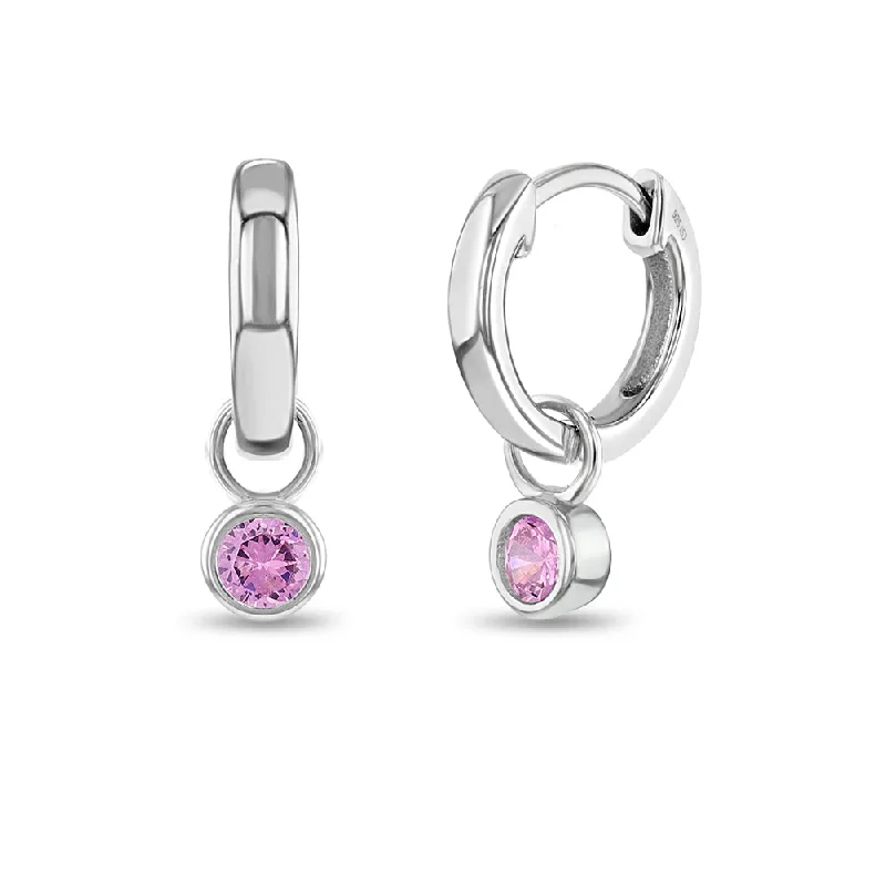 Romantic Heart-Shaped Jewelry For Special Gifts Bezel CZ Gem Dangle 9mm Kids / Children's / Girls Earrings Hoop/Huggie Safety Latch - Sterling Silver Romantic Heart-Shaped Jewelry For Special Gifts Bezel CZ Gem Dangle 9mm Kids / Children's / Girls Earrings Hoop/Huggie Safety Latch - Sterling Silver