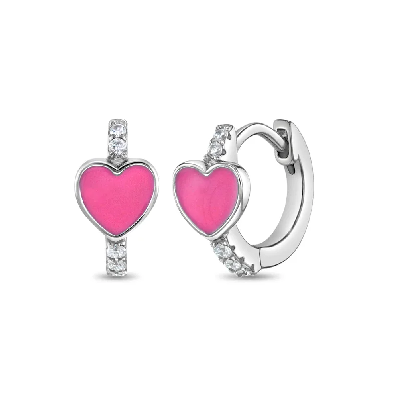 Limited-Stock Jewelry Sale – Once It's Gone, It's Gone Enamel Heart Kids / Children's / Girls Earrings Huggie Hoop - Sterling Silver Limited-Stock Jewelry Sale – Once It's Gone, It's Gone Enamel Heart Kids / Children's / Girls Earrings Huggie Hoop - Sterling Silver