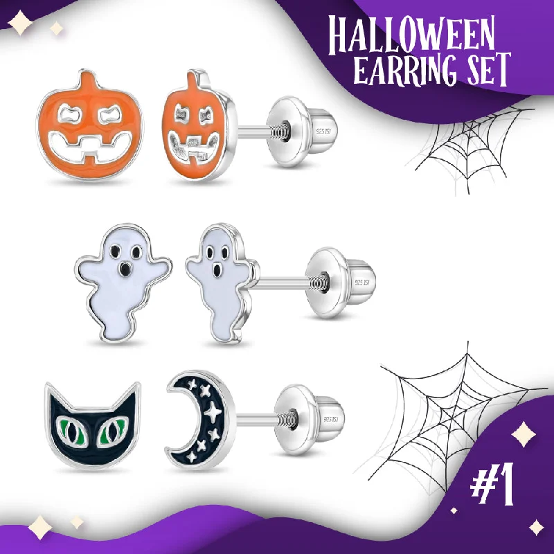 Exclusive Jewelry Sale – Sparkle For Less Halloween Trio Kids / Children's / Girls Earrings Screw Back Set Enamel - Sterling Silver Exclusive Jewelry Sale – Sparkle For Less Halloween Trio Kids / Children's / Girls Earrings Screw Back Set Enamel - Sterling Silver
