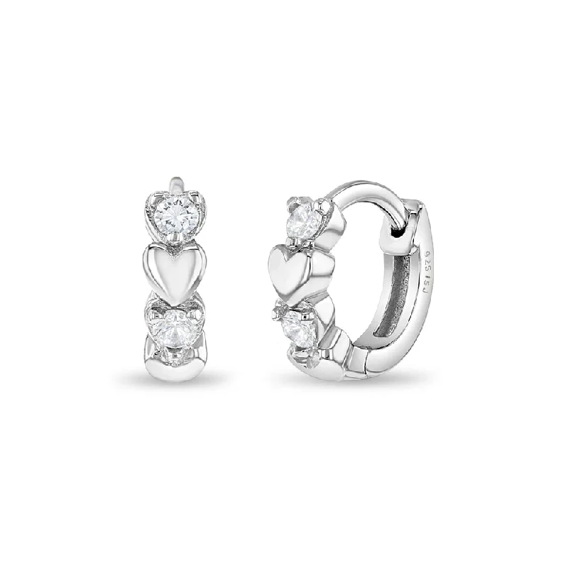 Bold And Beautiful Jewelry Now At Irresistible Prices Heart & CZ Cascade 9mm Kids / Children's / Girls Earrings Hoop/Huggie Safety Latch - Sterling Silver Bold And Beautiful Jewelry Now At Irresistible Prices Heart & CZ Cascade 9mm Kids / Children's / Girls Earrings Hoop/Huggie Safety Latch - Sterling Silver