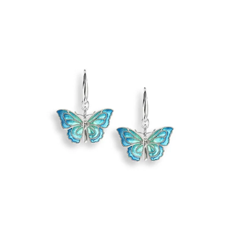 Special Deals On Handcrafted And Designer Jewelry SS Blue Butterfly Wire Earrings- Plique-a-Jour Special Deals On Handcrafted And Designer Jewelry SS Blue Butterfly Wire Earrings- Plique-a-Jour