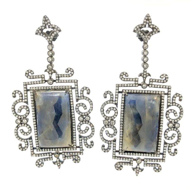 Trending Jewelry Styles Now At Limited-Time Discounts SS Antiqued Sapphire & CZ Drop Earrings Trending Jewelry Styles Now At Limited-Time Discounts SS Antiqued Sapphire & CZ Drop Earrings