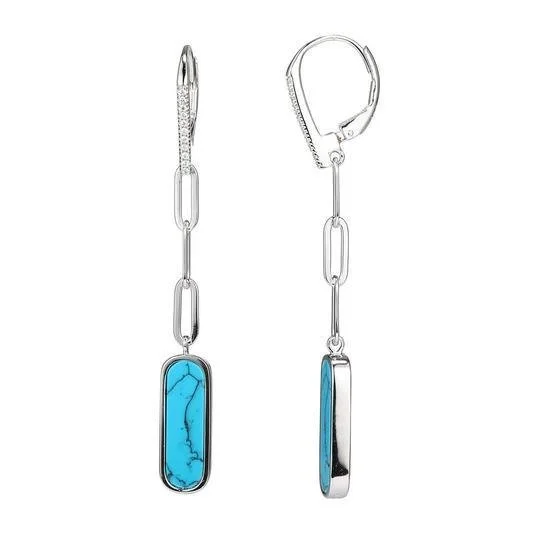 Affordable Luxury Jewelry For Every Occasion SS CZ Lab-Created Turquoise Paperclip Earrings Affordable Luxury Jewelry For Every Occasion SS CZ Lab-Created Turquoise Paperclip Earrings