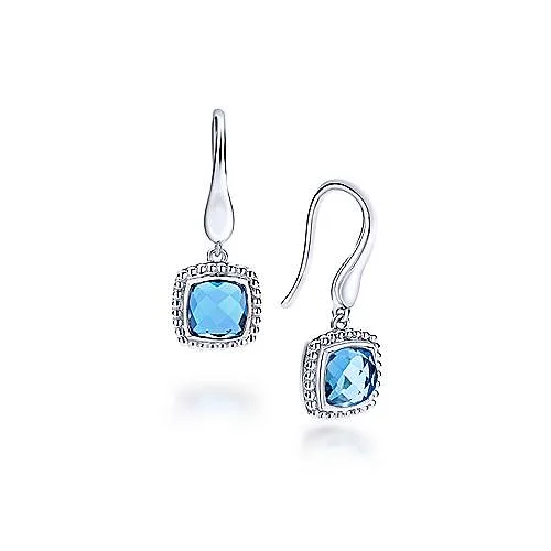 High-Quality Jewelry At A Fraction Of The Cost SS Cushion Cut Swiss Blue Topaz Drop Earrings High-Quality Jewelry At A Fraction Of The Cost SS Cushion Cut Swiss Blue Topaz Drop Earrings