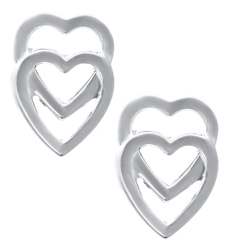 Premium Diamond Jewelry For Unforgettable Moments Sterling Silver Double Heart Baby Studs Premium Diamond Jewelry For Unforgettable Moments Sterling Silver Double Heart Baby Studs