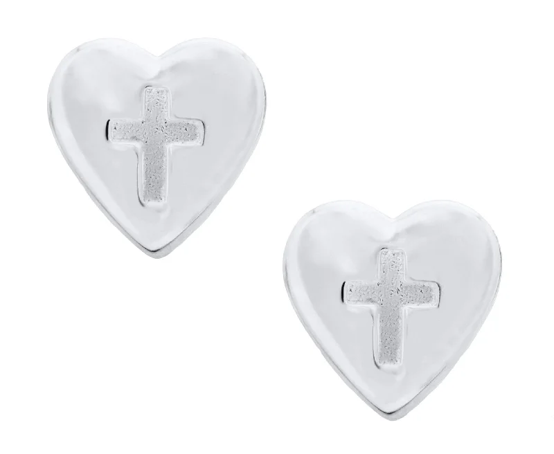 Exclusive Online Discounts On Stylish Jewelry Sterling Silver Heart with Cross Baby Studs Exclusive Online Discounts On Stylish Jewelry Sterling Silver Heart with Cross Baby Studs