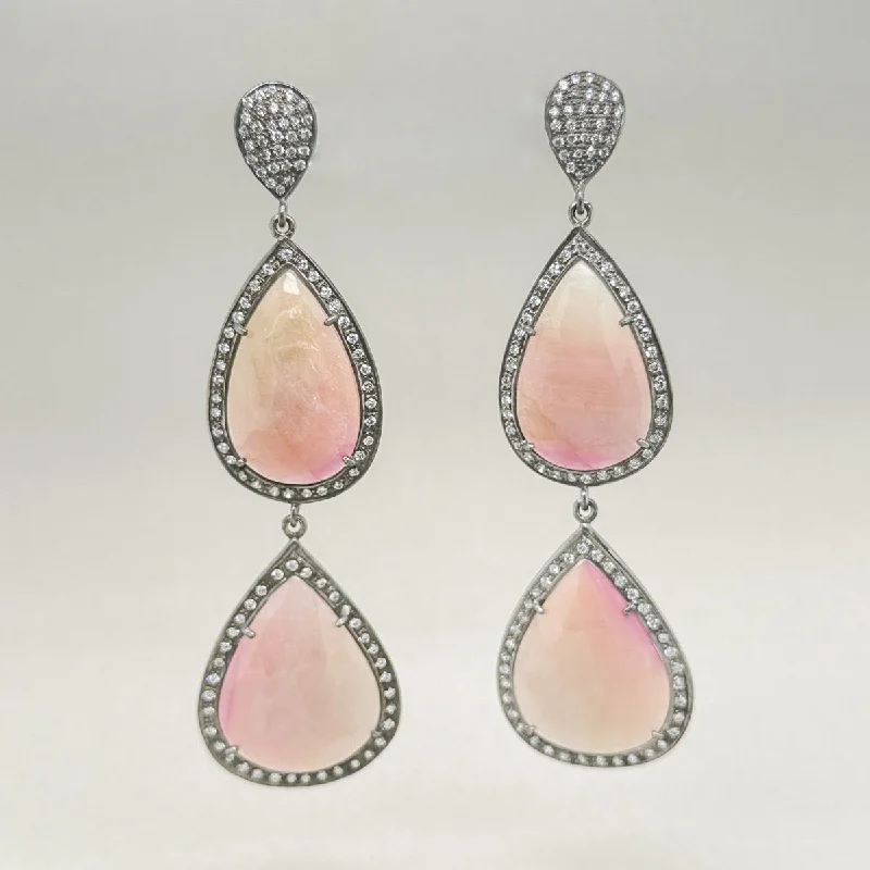 Flash Sale On Stunning Jewelry – Don't Miss Out SS Pink Corundum & White Topaz Double Drop Earrings Flash Sale On Stunning Jewelry – Don't Miss Out SS Pink Corundum & White Topaz Double Drop Earrings