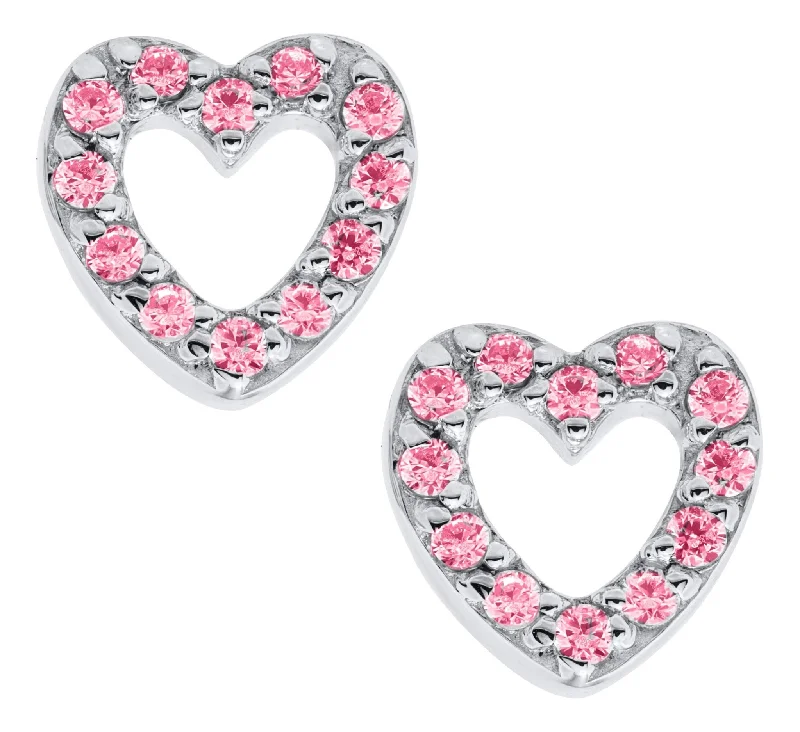 Flash Sale On Exquisite Jewelry – Don't Miss Out SS Pink CZ Open Heart Baby Studs