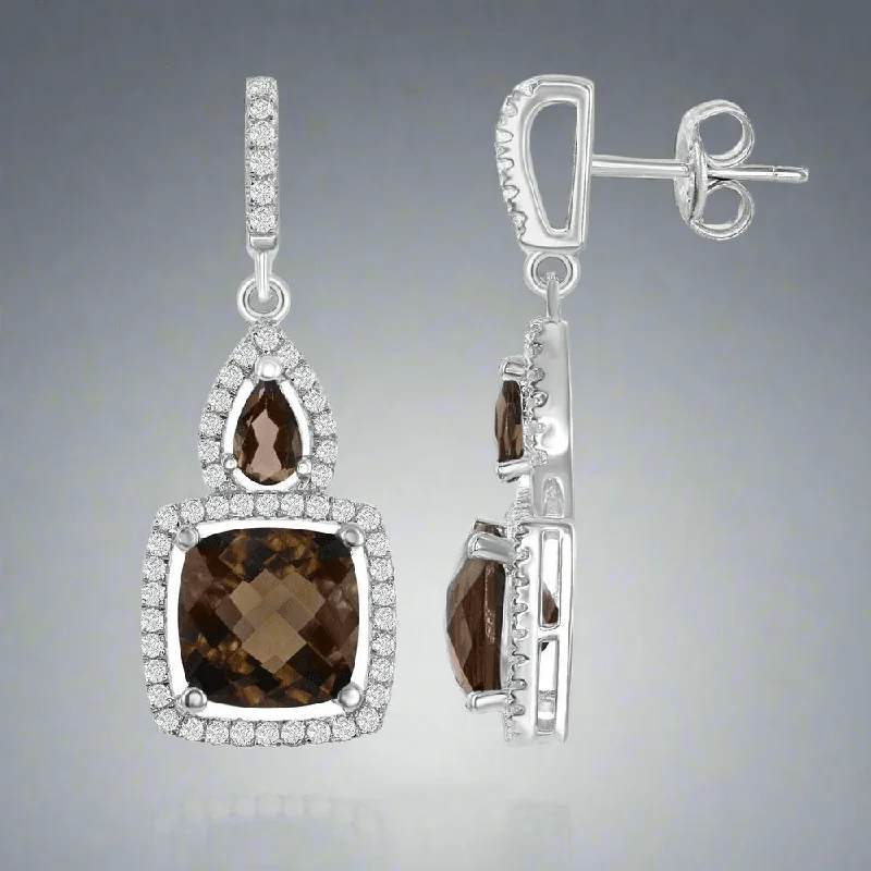 Stunning Jewelry Pieces At The Lowest Prices Ever SS Square Smoky Quartz & White Topaz Earrings Stunning Jewelry Pieces At The Lowest Prices Ever SS Square Smoky Quartz & White Topaz Earrings