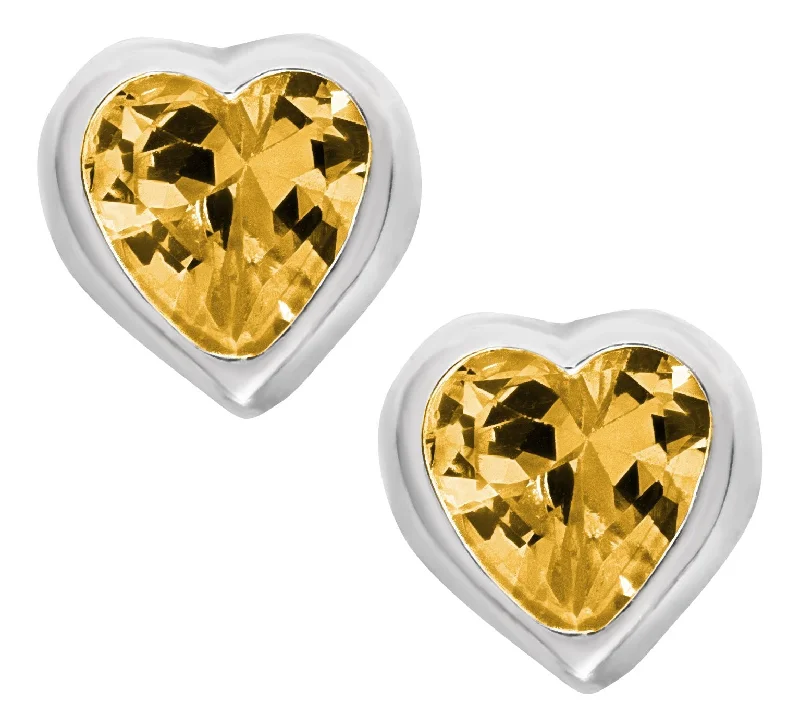 Seasonal Jewelry Sale – Upgrade Your Collection Sterling Silver Yellow Cubic Zirconia Heart Baby Studs-November Seasonal Jewelry Sale – Upgrade Your Collection Sterling Silver Yellow Cubic Zirconia Heart Baby Studs-November