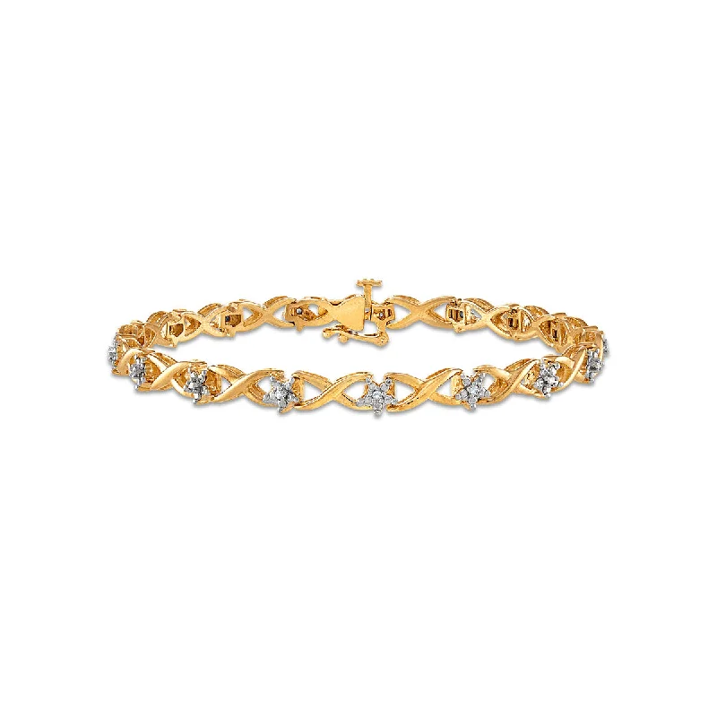 Gorgeous Jewelry, Limited-Time Savings 1/10 CTW Diamond 7-inch Infinity Tennis Bracelet in Yellow Gold Plated Sterling Silver Gorgeous Jewelry, Limited-Time Savings 1/10 CTW Diamond 7-inch Infinity Tennis Bracelet in Yellow Gold Plated Sterling Silver