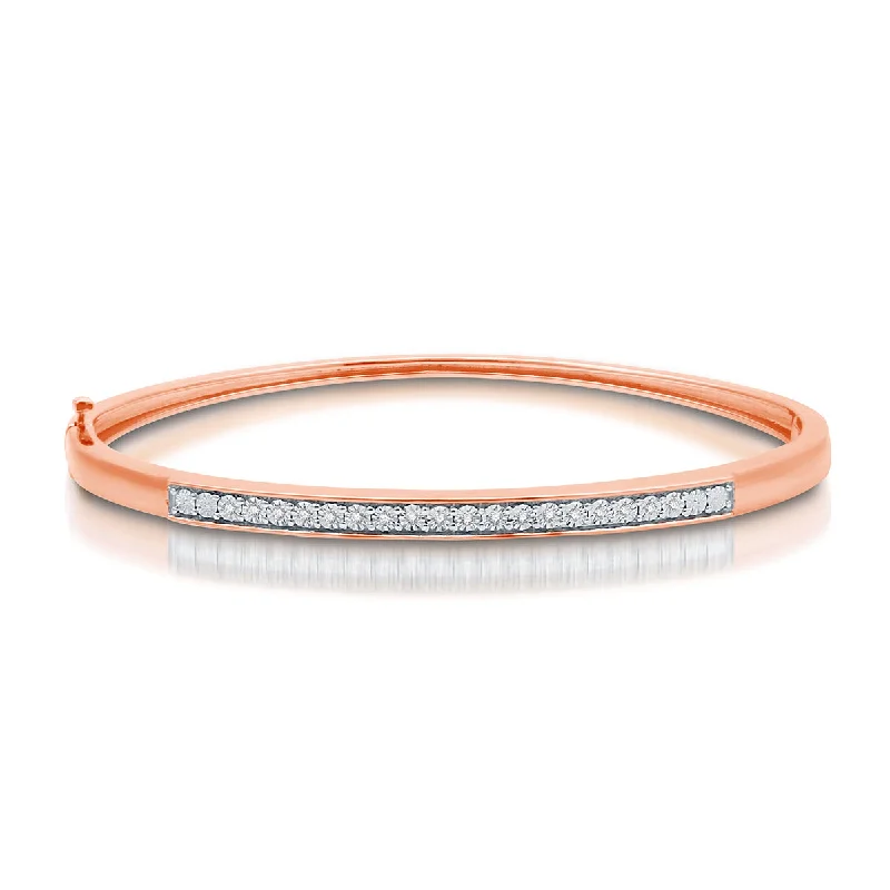 Modern Jewelry At Exclusive Discounts – Shop Today 1/10 CTW Diamond Illusion Set Bangle Bracelet in Rose Gold Plated Sterling Silver Modern Jewelry At Exclusive Discounts – Shop Today 1/10 CTW Diamond Illusion Set Bangle Bracelet in Rose Gold Plated Sterling Silver