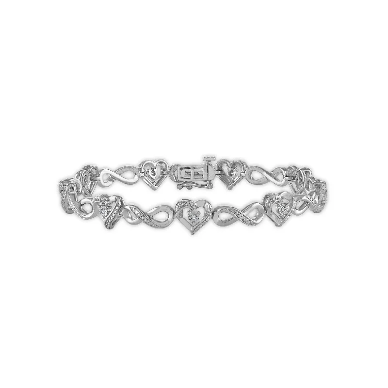 Best Jewelry Deals – Shop Premium Pieces At Great Prices 1/20 CTW Diamond Heart Infinity 7.25-inch Bracelet in Rhodium Plated Sterling Silver