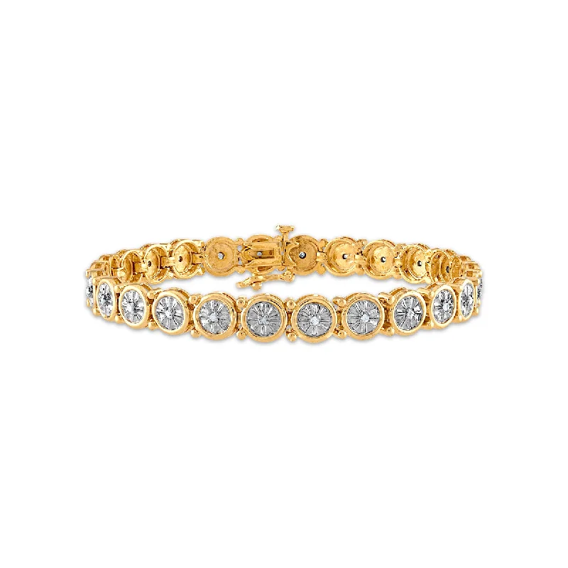 Exclusive Jewelry Sale – Sparkle For Less 1/4 CTW Diamond 7-inch Bracelet in Gold Plated Sterling Silver Exclusive Jewelry Sale – Sparkle For Less 1/4 CTW Diamond 7-inch Bracelet in Gold Plated Sterling Silver