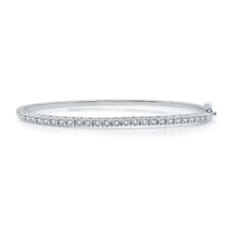Elegant Jewelry Styles At Budget-Friendly Prices 1/4 CTW Diamond Fashion Bangle 7.5-inch Bracelet in Rhodium Plated Sterling Silver Elegant Jewelry Styles At Budget-Friendly Prices 1/4 CTW Diamond Fashion Bangle 7.5-inch Bracelet in Rhodium Plated Sterling Silver