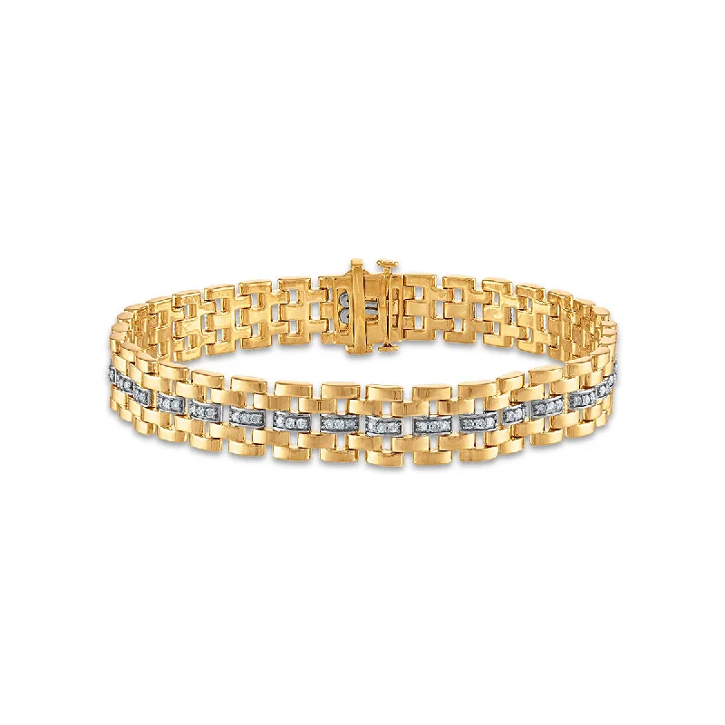 Buy More, Save More On Stunning Jewelry Designs 1 CTW Diamond Rolex-look 8.5-inch Bracelet in 10KT Yellow Gold Plated Sterling Silver Buy More, Save More On Stunning Jewelry Designs 1 CTW Diamond Rolex-look 8.5-inch Bracelet in 10KT Yellow Gold Plated Sterling Silver