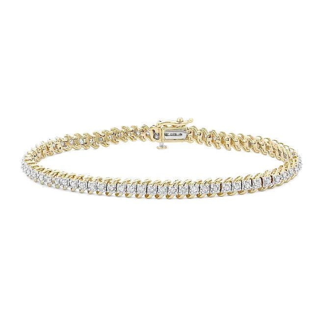 Shop Dazzling Jewelry At The Best Prices 1 CTW Diamond 7-inch Tennis Bracelet in 10KT Yellow Gold Shop Dazzling Jewelry At The Best Prices 1 CTW Diamond 7-inch Tennis Bracelet in 10KT Yellow Gold