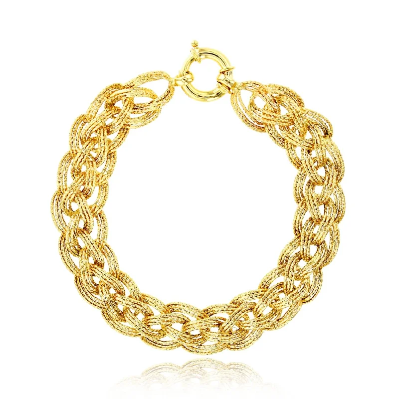Timeless Beauty, Unbeatable Deals – Jewelry Sale On 10KT Yellow Gold 7.5-inch 11MM Diamond-cut Braided Link Bracelet Timeless Beauty, Unbeatable Deals – Jewelry Sale On 10KT Yellow Gold 7.5-inch 11MM Diamond-cut Braided Link Bracelet