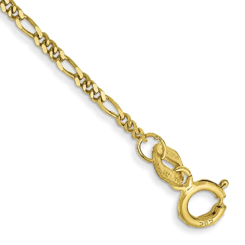 Elegant Jewelry Styles At Budget-Friendly Prices 10KT Yellow Gold 7-inch 1.25MM Flat Figaro Bracelet Elegant Jewelry Styles At Budget-Friendly Prices 10KT Yellow Gold 7-inch 1.25MM Flat Figaro Bracelet