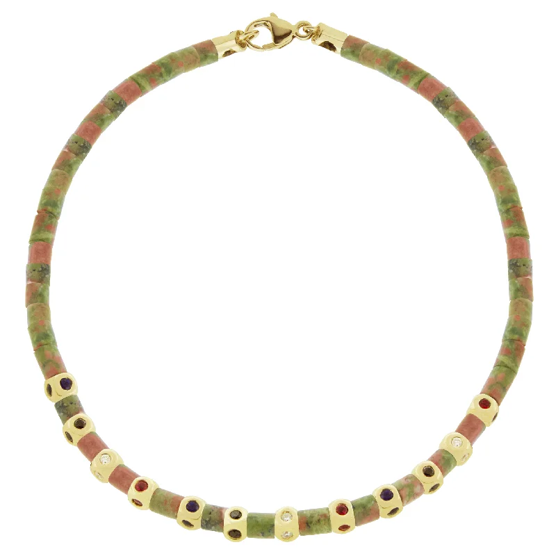 Stunning Jewelry At A Fraction Of The Price 12 Mini Tetra Unakite Bracelet with Clasp Stunning Jewelry At A Fraction Of The Price 12 Mini Tetra Unakite Bracelet with Clasp