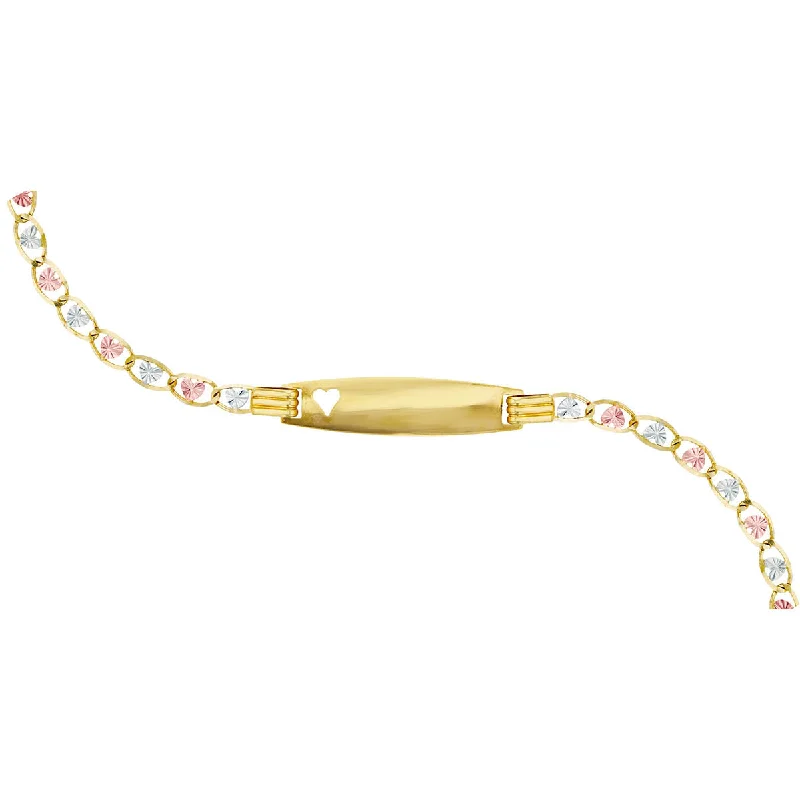 Luxury Meets Affordability – Jewelry Sale Now Live 14KT Gold Tri-Color 6-inch Childrens ID Heart Bracelet Luxury Meets Affordability – Jewelry Sale Now Live 14KT Gold Tri-Color 6-inch Childrens ID Heart Bracelet