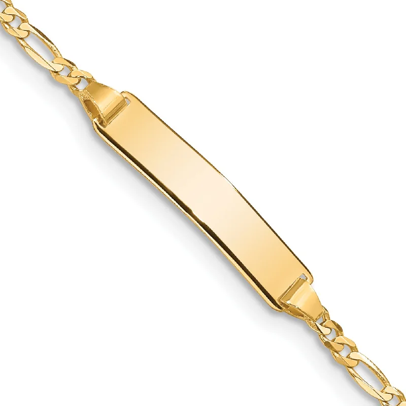 Elegant Designs, Unbeatable Discounts – Shop Jewelry Now 14KT Yellow Gold 7-inch 5MM Lobster Clasp Figaro ID Bracelet Elegant Designs, Unbeatable Discounts – Shop Jewelry Now 14KT Yellow Gold 7-inch 5MM Lobster Clasp Figaro ID Bracelet