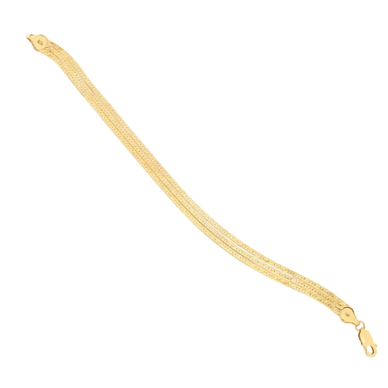 Premium Jewelry At Special Low Prices For A Limited Time 14KT Yellow Gold 7-inch Herringbone Triple Strand Bracelet Premium Jewelry At Special Low Prices For A Limited Time 14KT Yellow Gold 7-inch Herringbone Triple Strand Bracelet