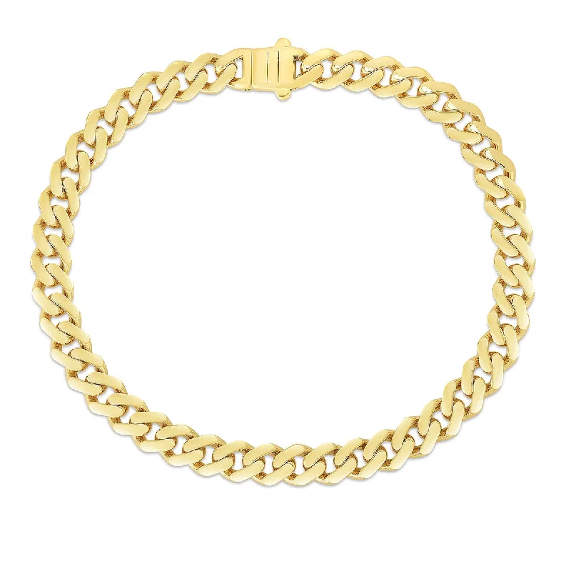 Customized Silver Jewelry For Unique Style 14KT Yellow Gold 8-inch 6.5MM Curb Miami Cuban Link Bracelet Customized Silver Jewelry For Unique Style 14KT Yellow Gold 8-inch 6.5MM Curb Miami Cuban Link Bracelet