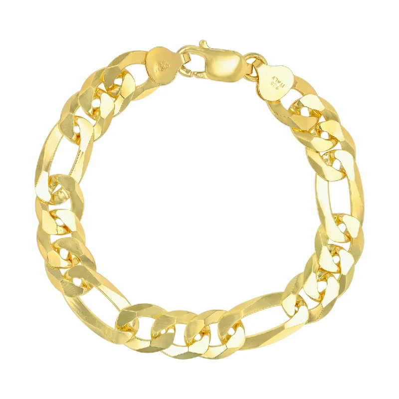 Special Sale On Handcrafted Jewelry – Shop Today 14KT Yellow Gold Plated Sterling Silver 8.5-inch 9.7MM Pave Figaro Bracelet Special Sale On Handcrafted Jewelry – Shop Today 14KT Yellow Gold Plated Sterling Silver 8.5-inch 9.7MM Pave Figaro Bracelet