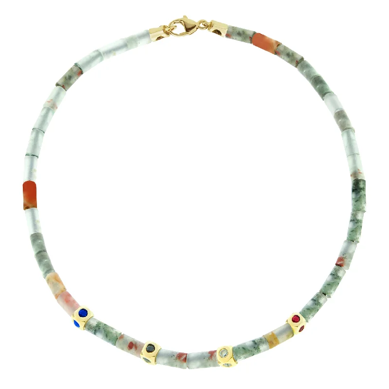 Affordable Luxury Jewelry For Every Occasion 4 Gemstone Mini Tetras on Lace Agate Bead Bracelet Affordable Luxury Jewelry For Every Occasion 4 Gemstone Mini Tetras on Lace Agate Bead Bracelet