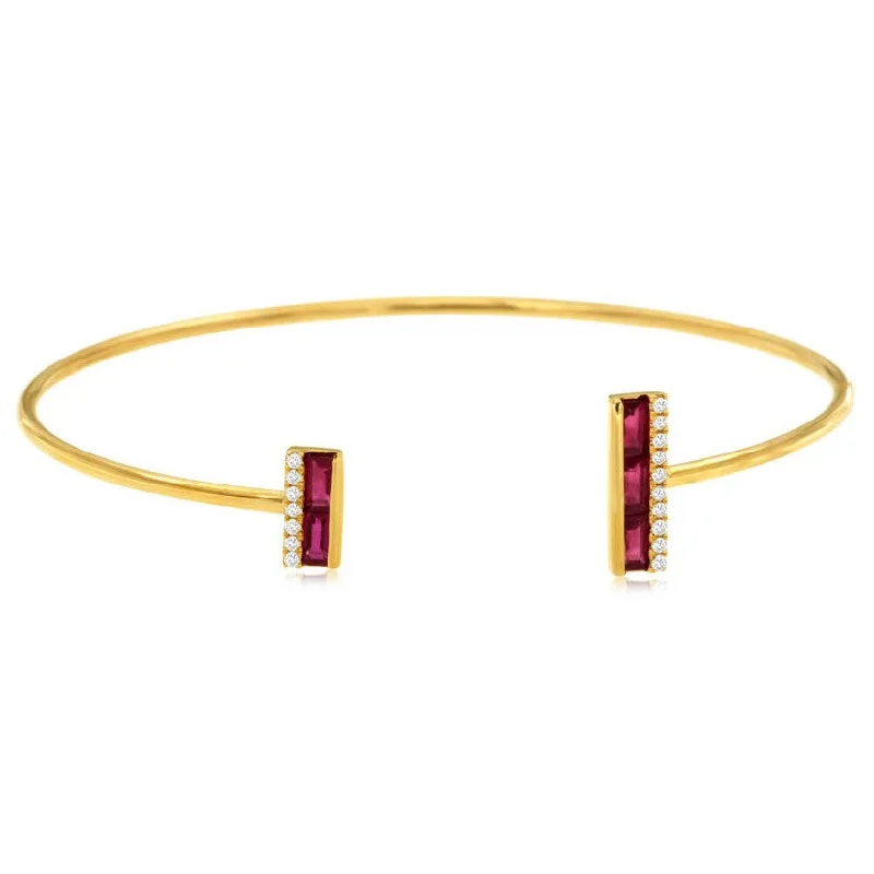 Handcrafted Jewelry Sale – Unique Designs At Low Prices Baguette Ruby and Diamond Accented Bangle Bracelet Handcrafted Jewelry Sale – Unique Designs At Low Prices Baguette Ruby and Diamond Accented Bangle Bracelet