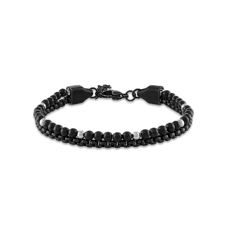 Timeless Elegance, Temporary Discounts – Act Fast Beaded Onyx and Black Stainless Steel 8.5-inch Bracelet Timeless Elegance, Temporary Discounts – Act Fast Beaded Onyx and Black Stainless Steel 8.5-inch Bracelet